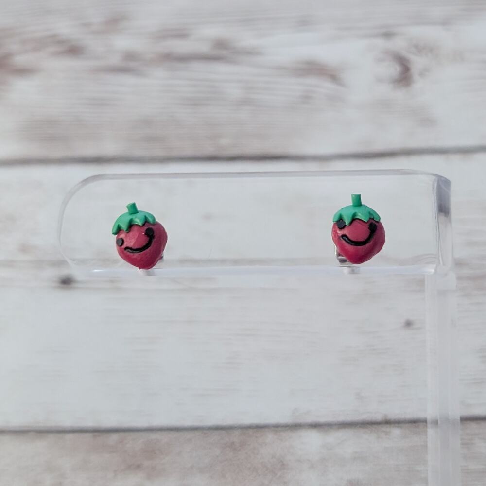 Smiling Strawberry Stud Earrings